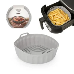 Teglia tonda 22,5 cm silicone per friggitrice ad aria grigia