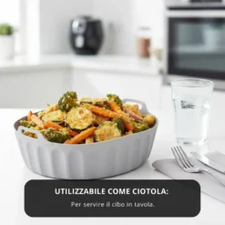 Teglia tonda 22,5 cm silicone per friggitrice ad aria grigia
