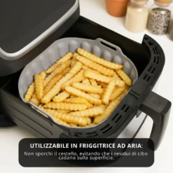Teglia tonda 22,5 cm silicone per friggitrice ad aria grigia