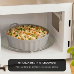 Teglia tonda 22,5 cm silicone per friggitrice ad aria grigia