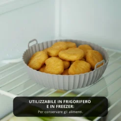 Teglia tonda 21 cm silicone per friggitrice ad aria grigia