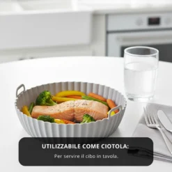 Teglia tonda 21 cm silicone per friggitrice ad aria grigia