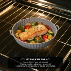 Teglia tonda 21 cm silicone per friggitrice ad aria grigia