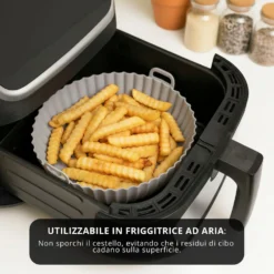 Teglia tonda 21 cm silicone per friggitrice ad aria grigia