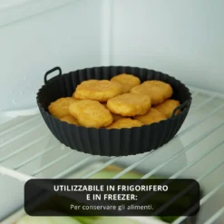 Teglia tonda 21 cm silicone per friggitrice ad aria nera