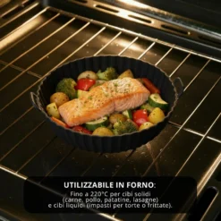 Teglia tonda 21 cm silicone per friggitrice ad aria nera