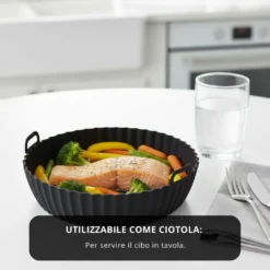 Teglia tonda 21 cm silicone per friggitrice ad aria nera