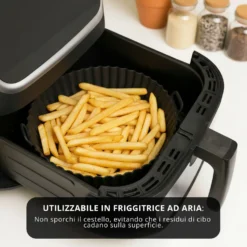 Teglia tonda 21 cm silicone per friggitrice ad aria nera