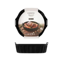 Teglia tonda 22,5 cm silicone per friggitrice ad aria nera