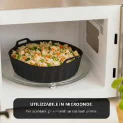 Teglia tonda 22,5 cm silicone per friggitrice ad aria nera