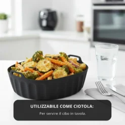 Teglia tonda 22,5 cm silicone per friggitrice ad aria nera