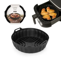 Teglia tonda 22,5 cm silicone per friggitrice ad aria nera