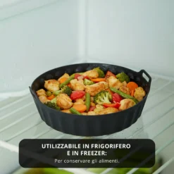 Teglia tonda 22,5 cm silicone per friggitrice ad aria nera