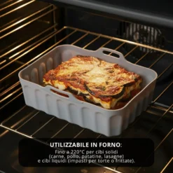 Teglia 21x14 cm silicone per friggitrice ad aria grigia