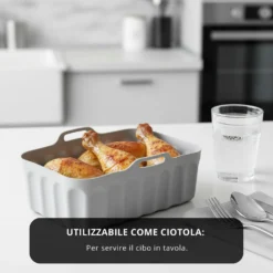 Teglia 21x14 cm silicone per friggitrice ad aria grigia