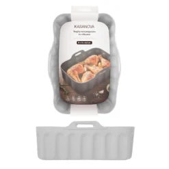 Teglia 21x14 cm silicone per friggitrice ad aria grigia