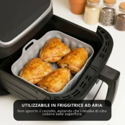 Teglia 21x14 cm silicone per friggitrice ad aria grigia