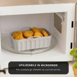 Teglia 21x14 cm silicone per friggitrice ad aria grigia