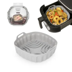 Teglia 18x18 cm silicone per friggitrice ad aria grigia