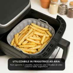 Teglia 22x22 cm silicone per friggitrice ad aria grigia