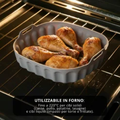 Teglia 22x22 cm silicone per friggitrice ad aria grigia