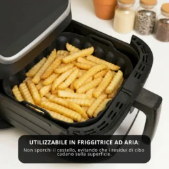 Teglia 18x18 cm silicone per friggitrice ad aria nera