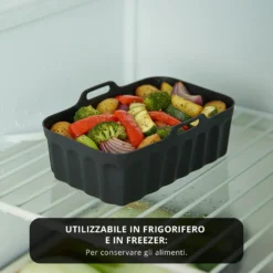 Teglia 21x14 cm silicone per friggitrice ad aria nera