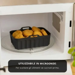 Teglia 21x14 cm silicone per friggitrice ad aria nera