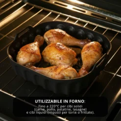 Teglia 22x22 cm silicone per friggitrice ad aria nera