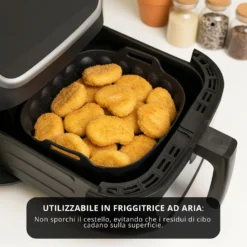 Teglia 22x22 cm silicone per friggitrice ad aria nera