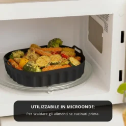 Teglia 22x22 cm silicone per friggitrice ad aria nera