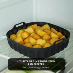 Teglia 22x22 cm silicone per friggitrice ad aria nera