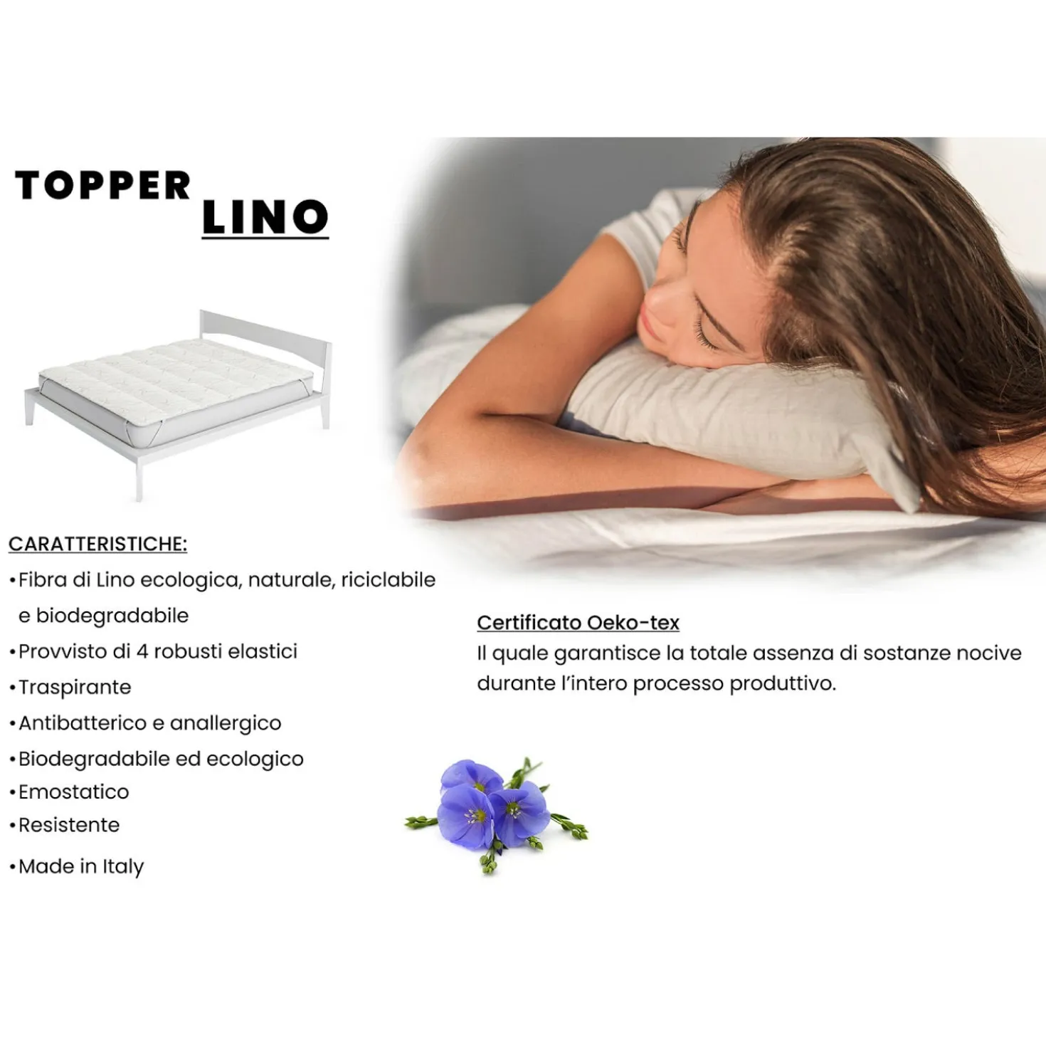Topper 1 piazza e mezza lino Datex