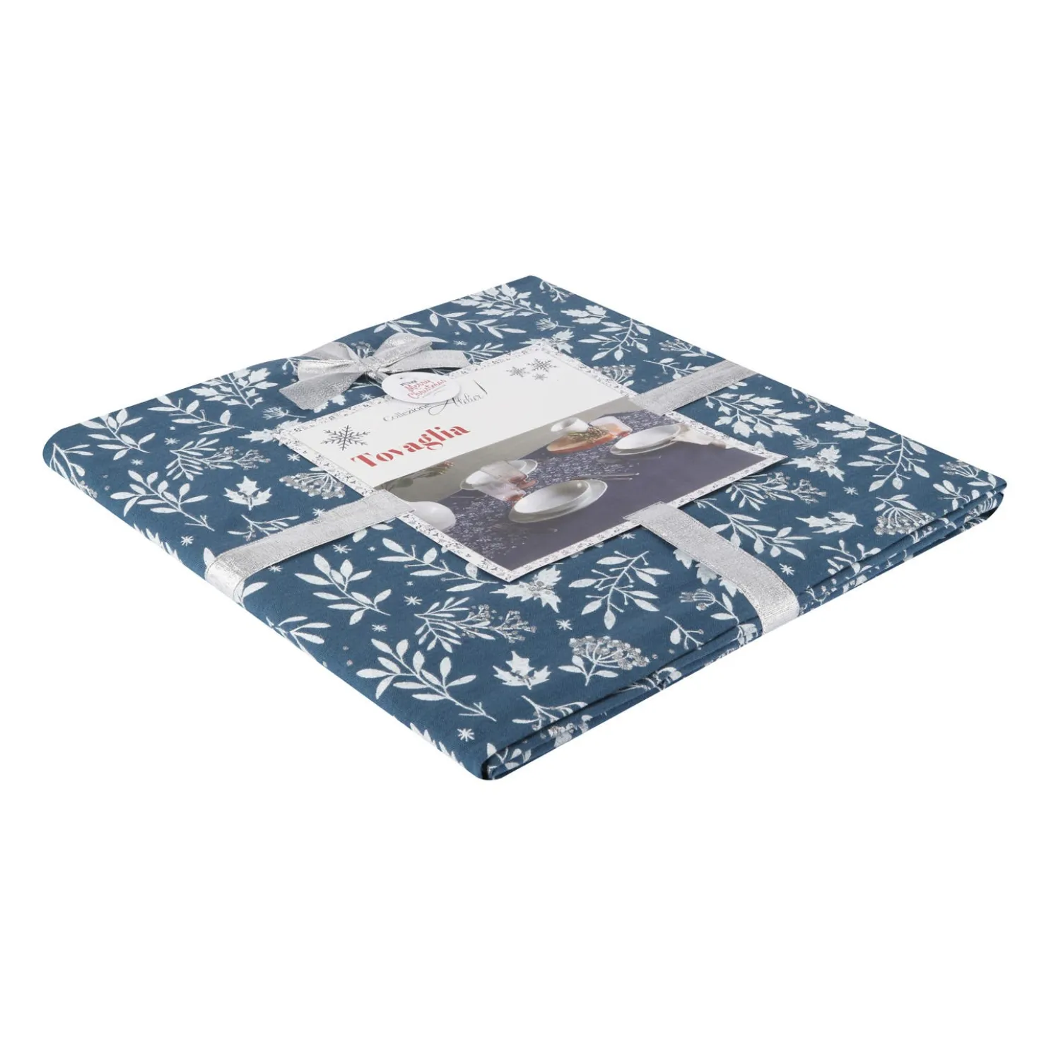 Tovaglia in cotone 140x240cm Leaf blu