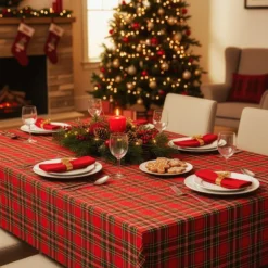 Tovaglia natalizia 140x180 cm tartan rosso