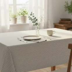 Tovaglia 140x140 cm cotone tinto filo righe scure