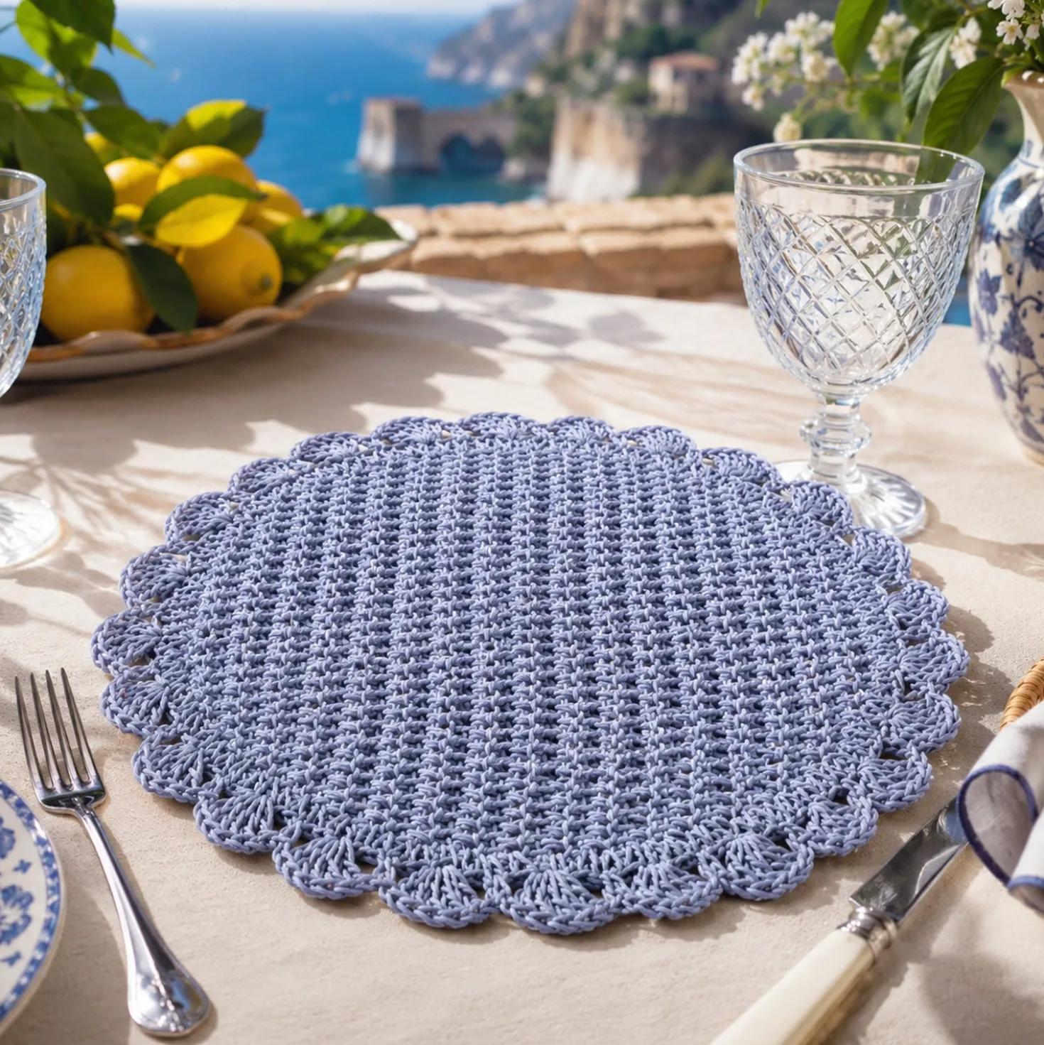Tovaglietta decorativa 38 cm carta azzurro