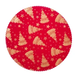 Tovaglietta natalizia rossa alberi 38 cm