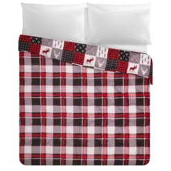Trapunta matrimoniale renne e scozzese double face Cottage