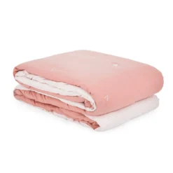 Trapuntino matrimoniale microfibra con ricamo rosa