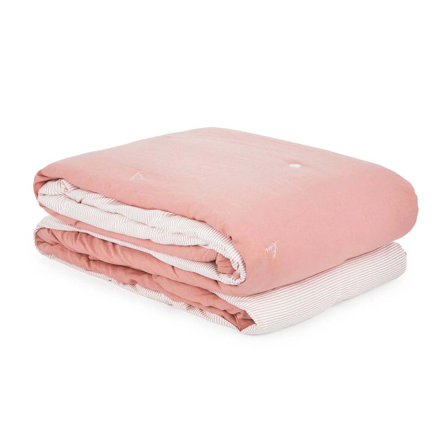 Trapuntino matrimoniale microfibra con ricamo rosa