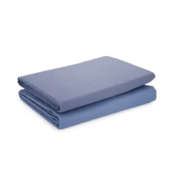 Trapuntino matrimoniale microfibra double face blu