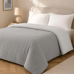 Trapuntino matrimoniale microfibra double face grigio