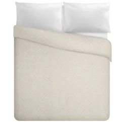 Trapuntino matrimoniale microfibra geometrico beige