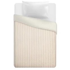 Trapuntino 1 piazza e mezza double face righe beige