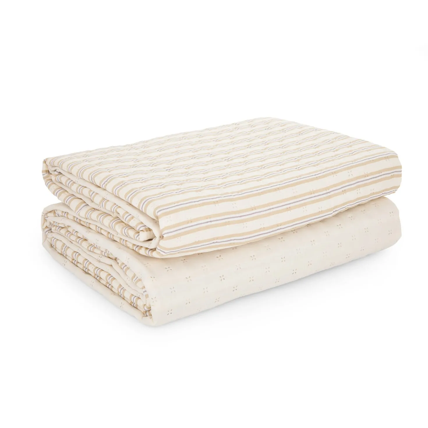 Trapuntino 1 piazza e mezza double face righe beige