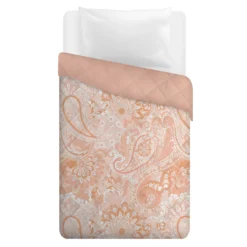 Trapuntino singolo double face paisley arancione