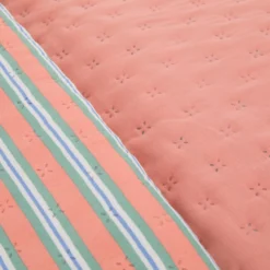Trapuntino singolo microfibra double face righe rosa
