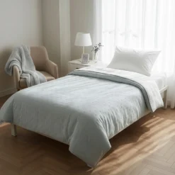 Trapuntino singolo microfibra Water washed verde bianco