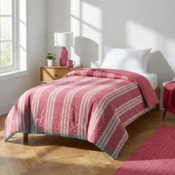 Trapuntino singolo righe malva microfibra